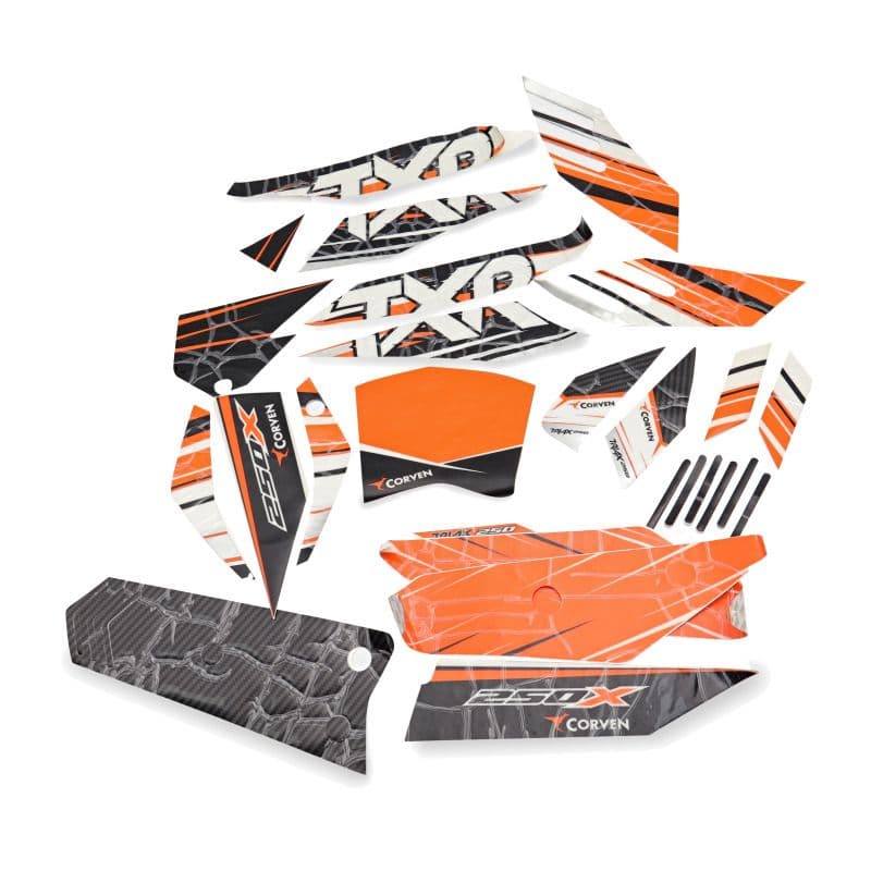 Set Stickers Naranja Corven Txr 250x Original
