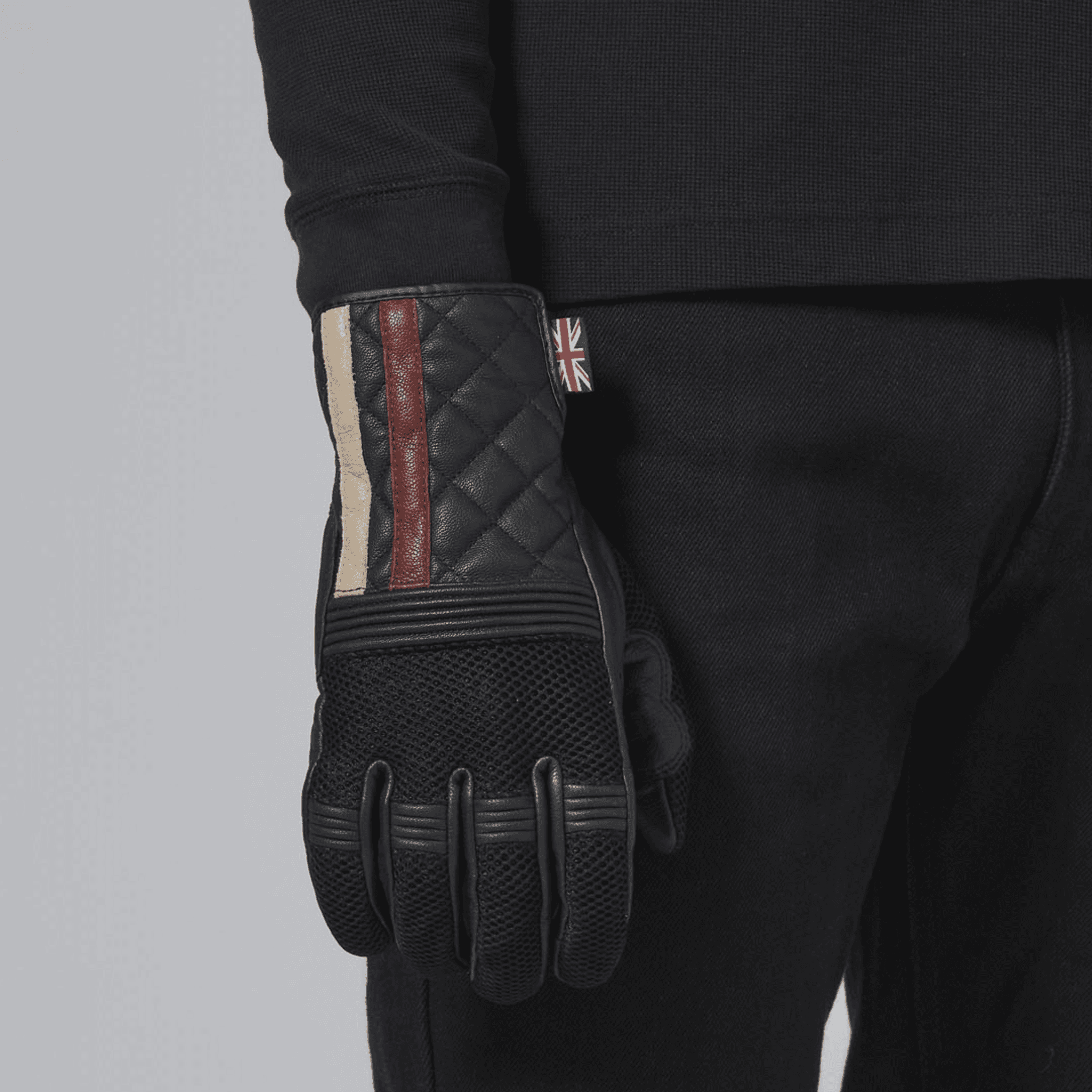 Guantes Moto Cuero Negro / Rojo Sulby Triumph Original