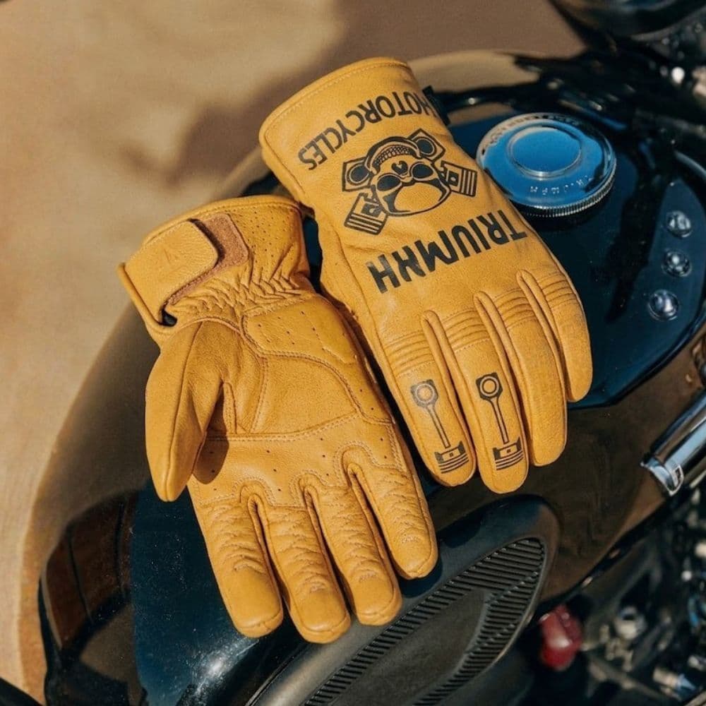 Guantes Moto Cuero Protecciones Oro/negro Triumph Original