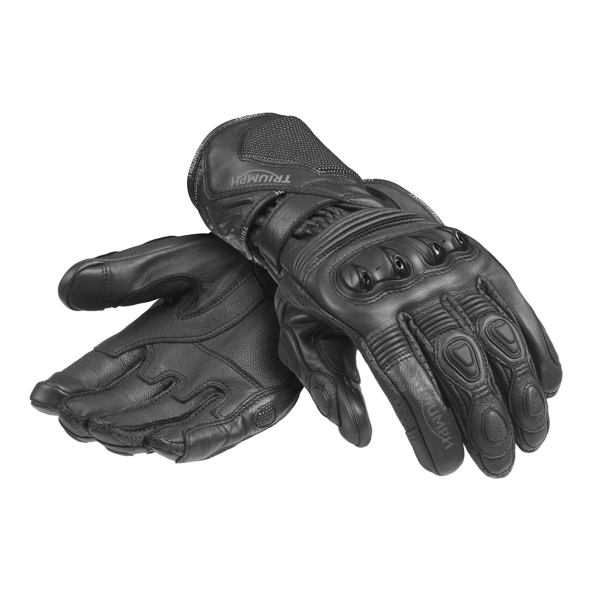 Guantes Moto Cuero Con Protecciones Tactil Triumph Original
