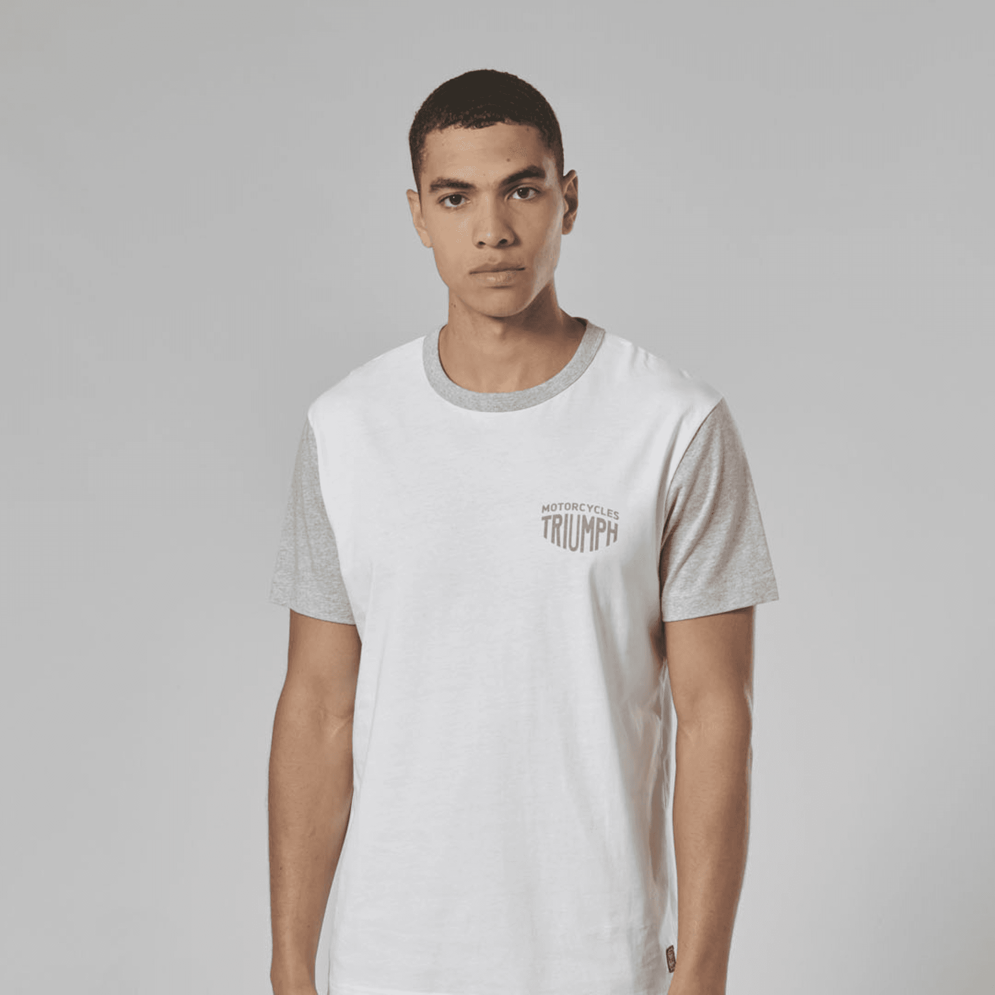 Remera Algodon Hombre Gris/blanco Triumph Original